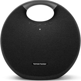 Harman Kardon Onyx Studio 6 Wireless Bluetooth Speaker - IPX7 Waterproof Extra Bass Sound System with Rechargeable Battery and Built-in Microphone - Black (Renewed)