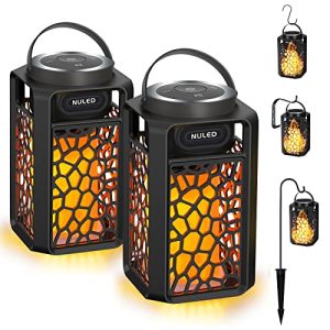 NUNET Outdoor Bluetooth Speakers LED Flame Speakers 10W TWS Tiki Torch Atmosphere Lantern Waterproof Wireless Portable Sound System Wall Mounts Shepherd's Hooks for Patio/Yard 2023 Upgraded